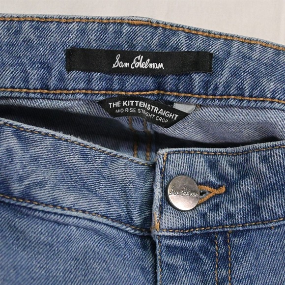 Sam Edelman Fits 14 Kitten Straight Mid Rise Straight Crop Light Denim Jeans‎ - Picture 3 of 7